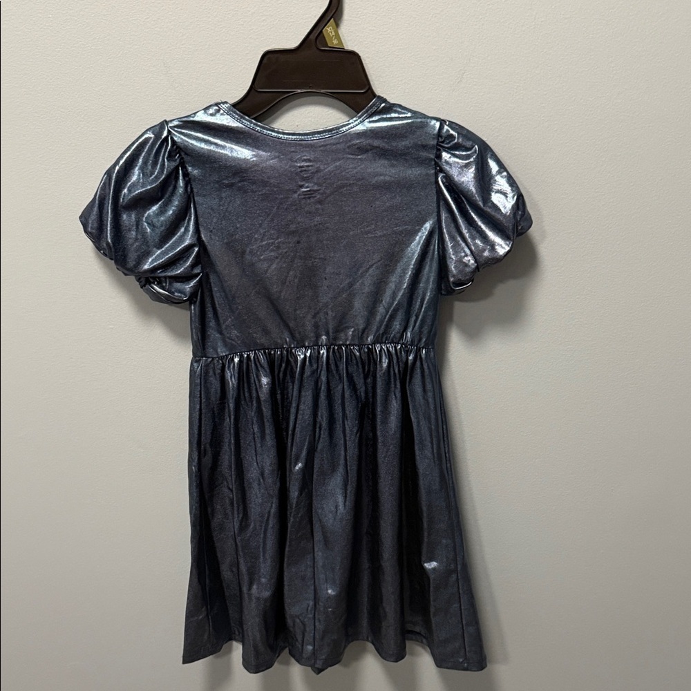 Wonder Nation Metallic Blue Kids Casual Dress - Picture 7 of 9